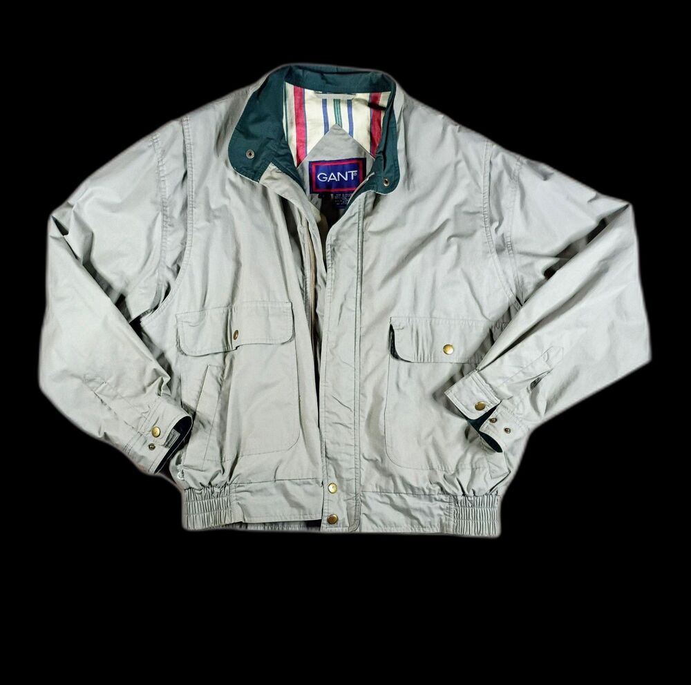 Gant Jacket Mens M Vintage Khaki Cotton Bomber Snap